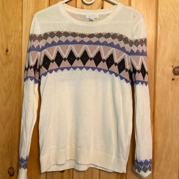 Charter Club Petite Women’s White/Pink/Blue Sweater - Picture 1 of 7
